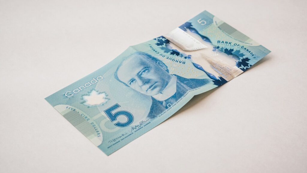 Canadian five dollar bill featuring Sir Wilfrid Laurier - Bank of Canada polymer banknote