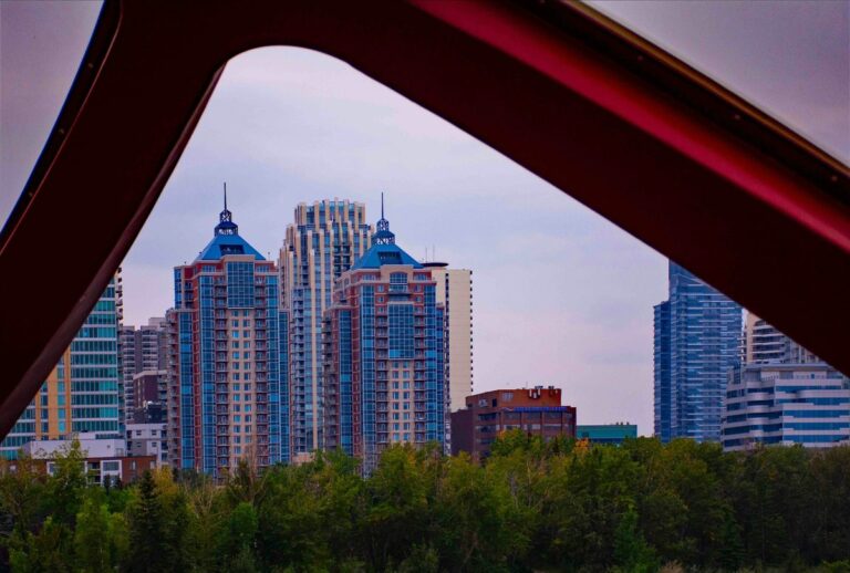 Calgary condo towers viewed from the Peace Bridge — condo mortgage lending considerations